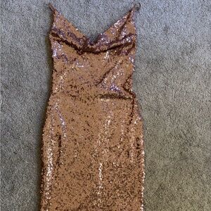 Sequin Evening Dress in Rose Gold